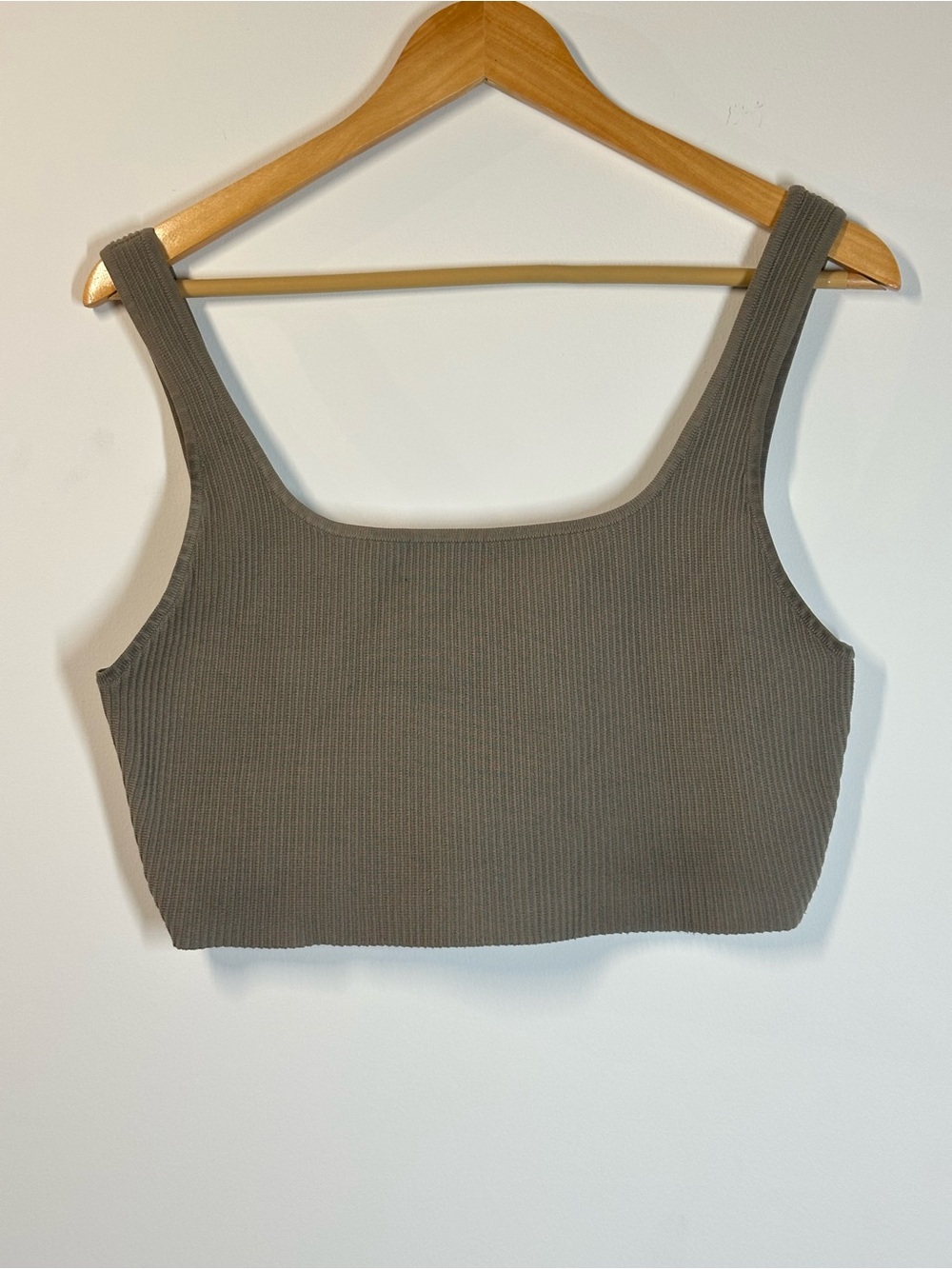 Aritzia Babaton Sculpt Knit Cropped Tank in Taupe, Size Large